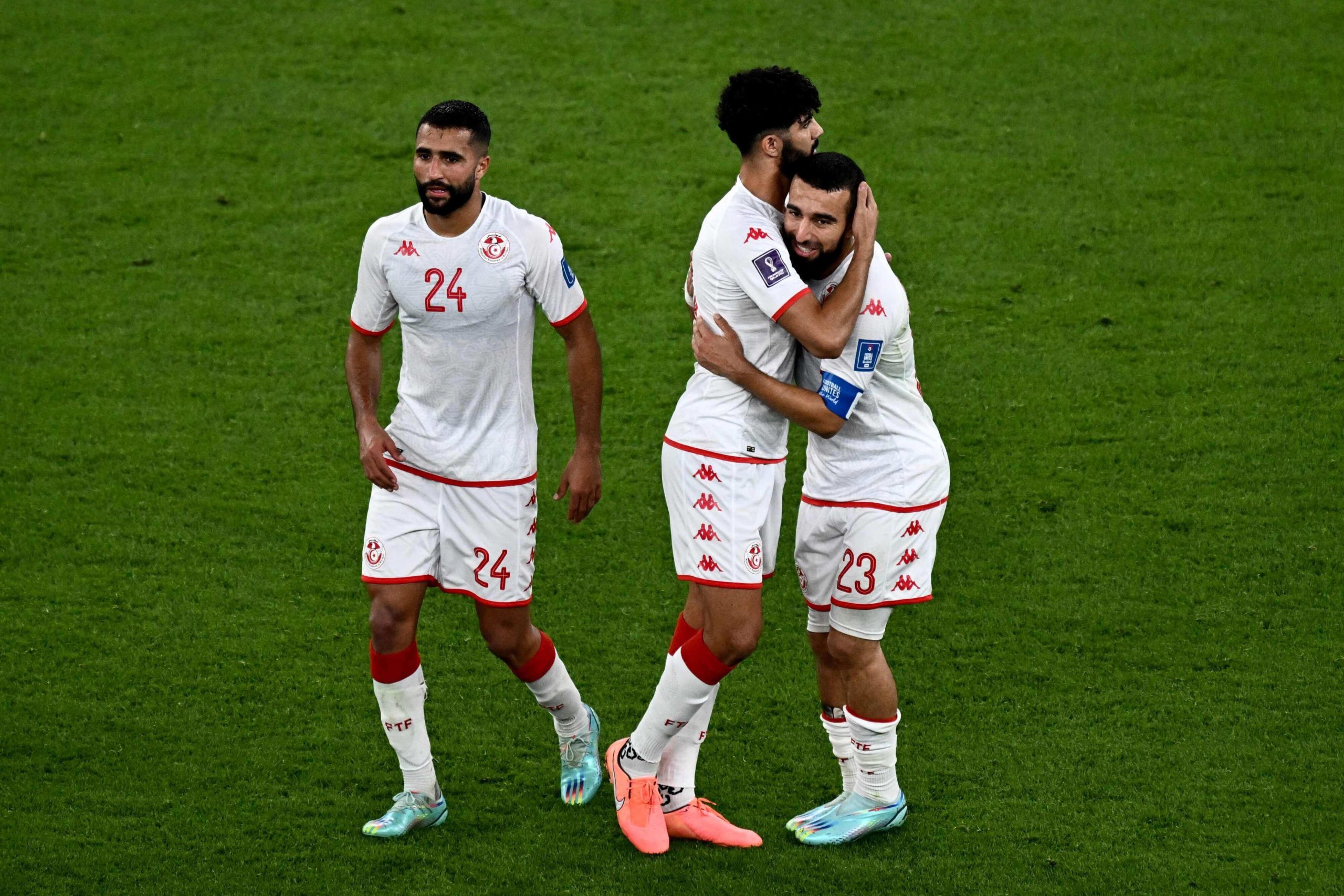 لاعبو منتخب تونس في مباراة الدنمارك